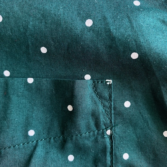 Old Navy Polka Dot Button Shirt Dark Green & White - Picture 7 of 9
